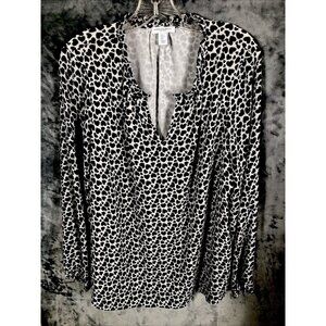 Carolina Belle Montreal Blouse Women’s Large Top Black And White Lined Shirt